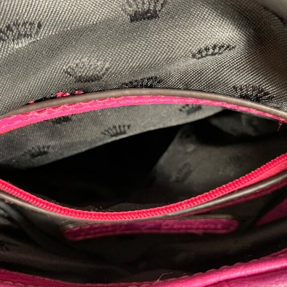 JUICY COUTURE Hot Pink Faux Leather Crossbody Bag Crown Logo Side Drawstrings - Picture 6 of 10